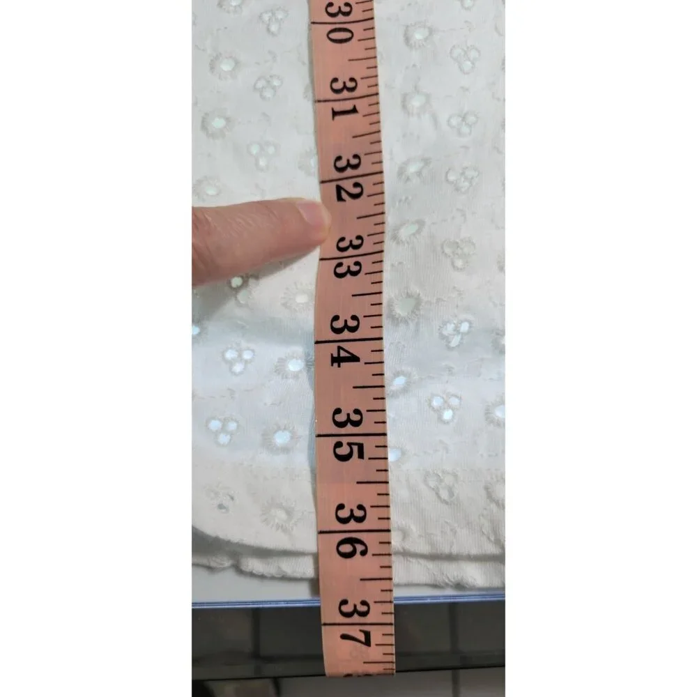 Free People Womens Apricot Rose Mini Dress Puff Sleeve Eyelet White Size XLarge - Picture 13 of 14